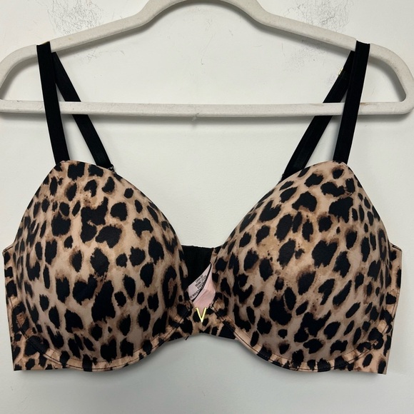 Victorias Secret Leopard Print Push-Up Tee Shirt Bra 38DD - Picture 1 of 13